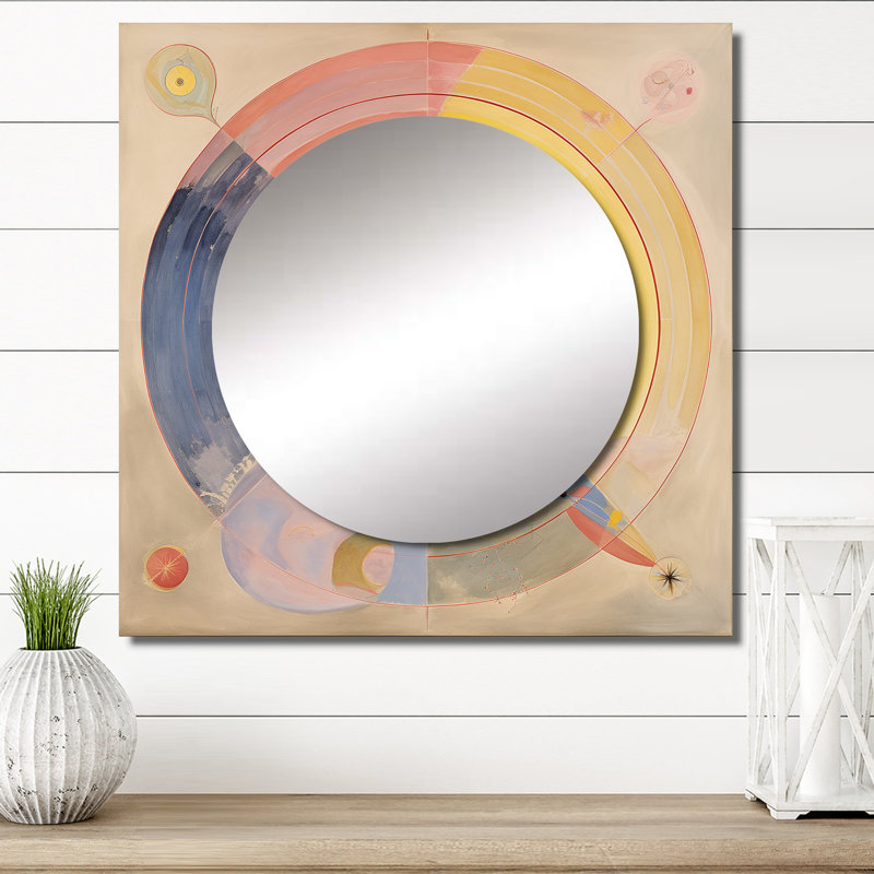 Serendipity en rétro rose pastel I - art abstrait en miroir carré de salon mural, 36 po x 36 po