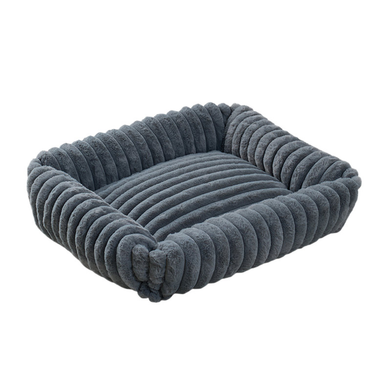 Faux Fur Pet Bed, Dark Grey, Large (20cm H x 109cm W x 76cm D)