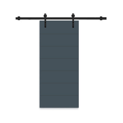 Panelled Manufactured Wood And Metal Black Sliding Barn Door With Installation Hardware Kit