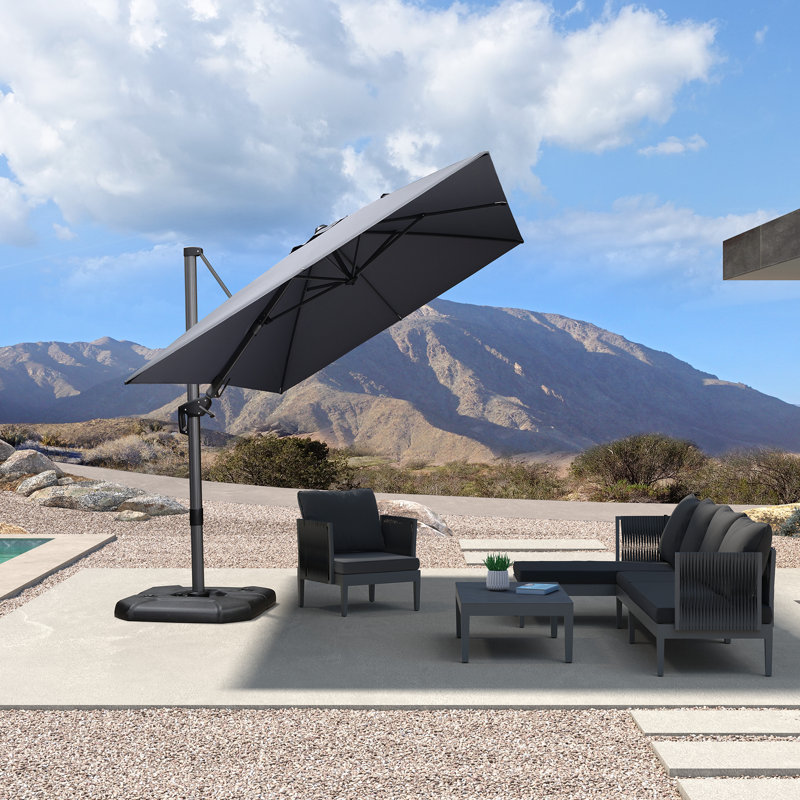 243cm X 335cm Rectangular Cantilever Parasol, Light Grey