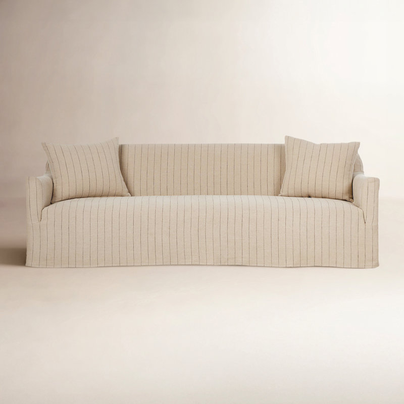 Lowell Slipcover Sofa, Cream Striped
