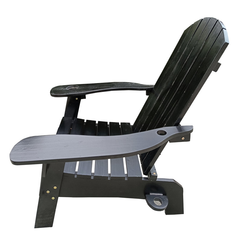 Black Wood Chair With Umbrella Space - Versatile For Unwinding On Patio, Porch, Deck, Garden, Poolside Comfortable Hole Ideal