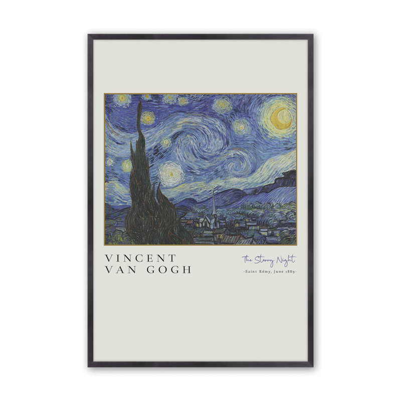 Impression de Van Gogh The Starry Night, H 37,25 po x l 25,25 po, Reproduction encadrée sans passe-partout 2, Zinc patiné