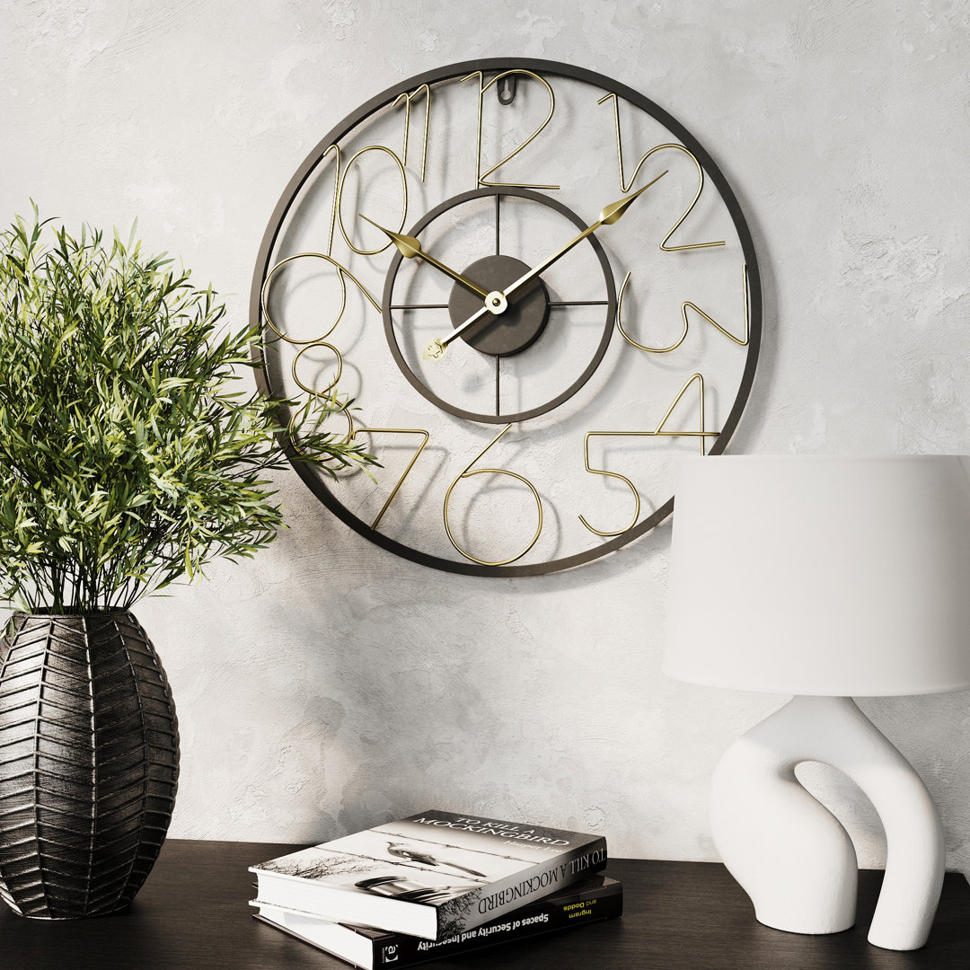 Karina Metal Round Modern Farmhouse Wall Clock 17 Stories