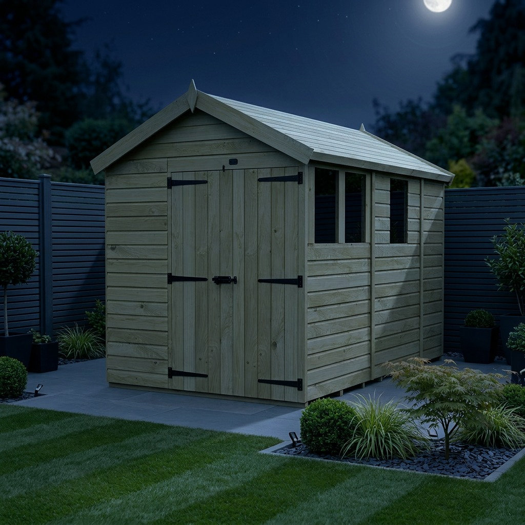 Total Sheds 6ft x 9ft Apex Garden Shed - Double Door - With Windows - Pressure Treated Timber - UK Manufactured