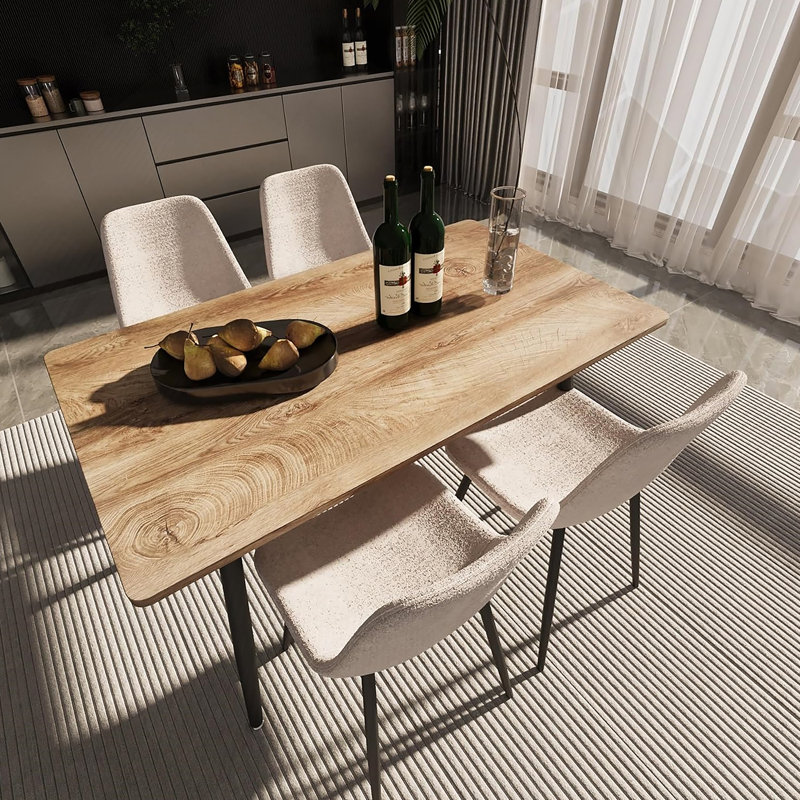 Table de salle à manger et chaise de salle à manger en MDF de 47 po pour 4 personnes, pieds en métal, table de salle à manger de petite taille, bureau, table de cuisine, pour 4 à 6 personnes. Convient pour la maison et la cuisine