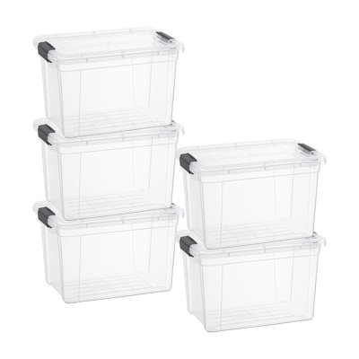 Superio 44 pte Bacs de rangement transparents avec couvercles, paquet de 5 - Boîtes de rangement en plastique pour la maison
