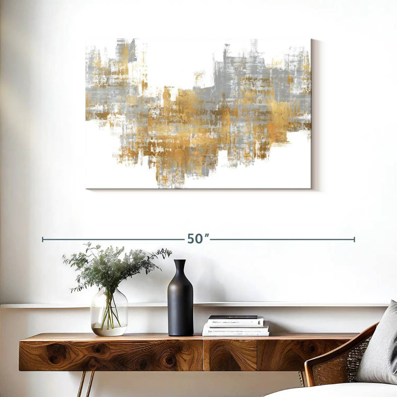 Avery dynamique doré sur gris II, H 24 po x l 36 po