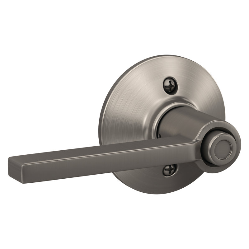 Latitude Lever Bed and Bath Door Lock, Satin Nickel