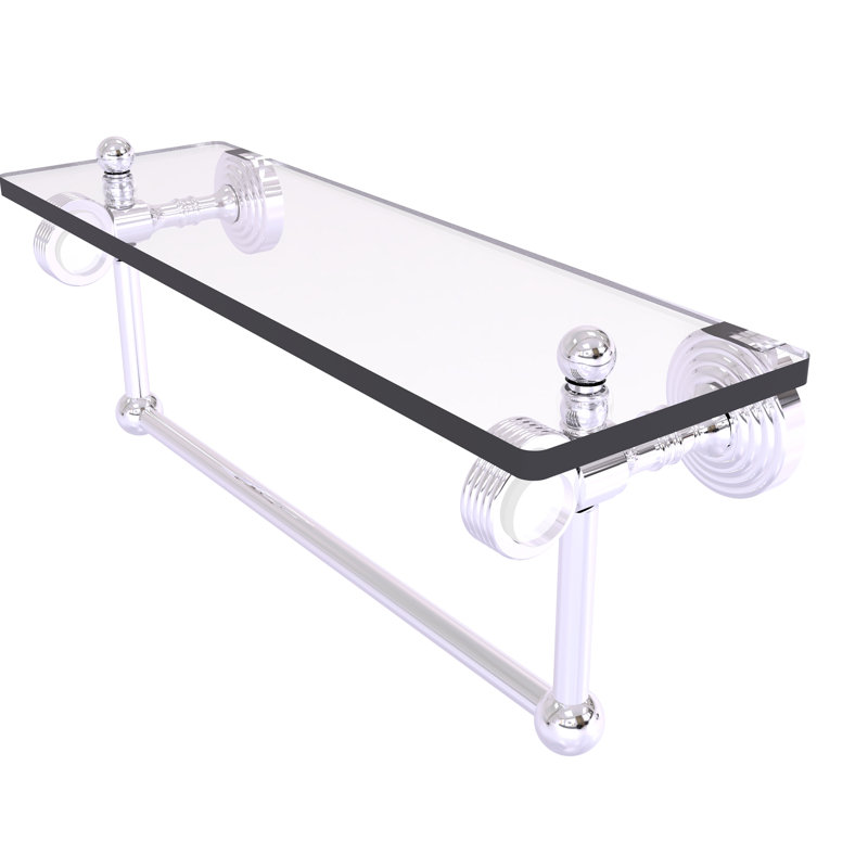 Étagère murale en verre Jarrell, H 5,12 po x l 16 po x p 6,4 po, Chrome poli
