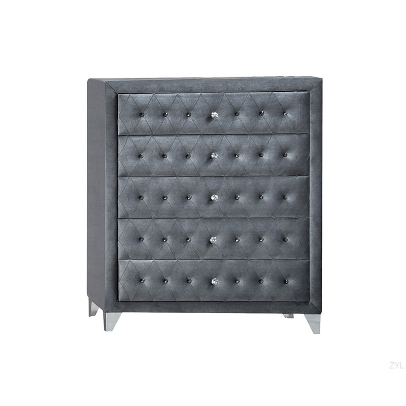 Commode en velours gris Dante