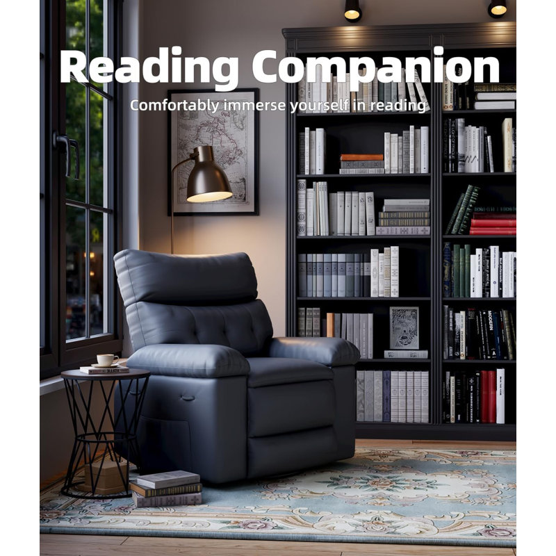 Oversized Recliner Chairs With Massage And Heat - 360° Swivel Lazy Rocking Chair, Gray