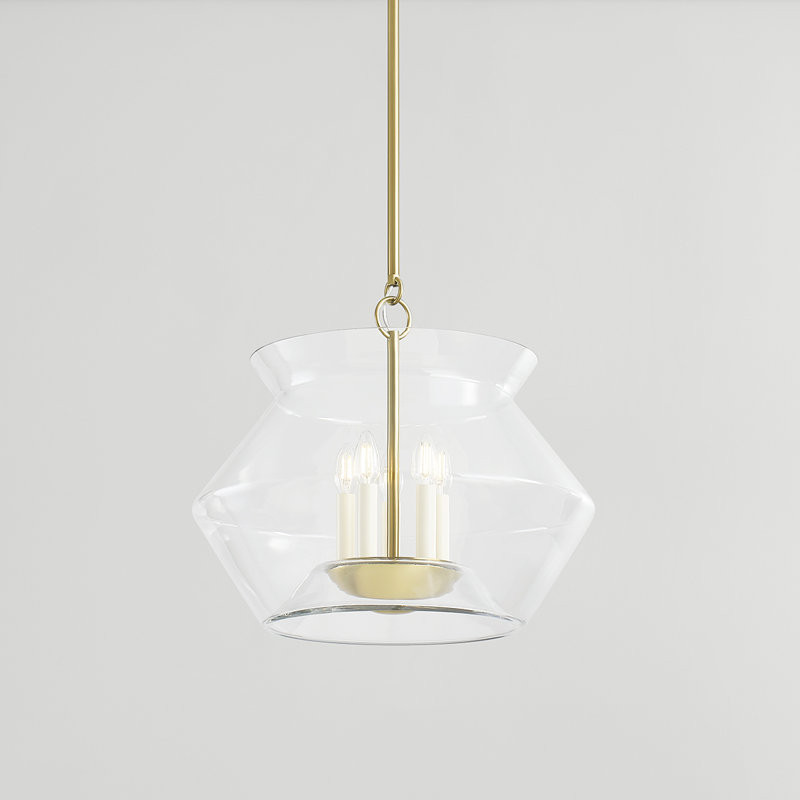 Lanterne 5 lumières Edmonton, Laiton vieilli, H 18,5 po x l 20,75 po x P 20,75 po