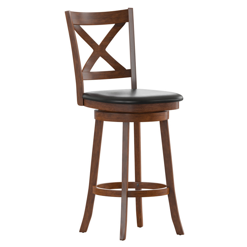 Francis Classic Crossback Wooden Swivel Dining Stool, Bar Stool (30.5” Seat Height), Antique Oak