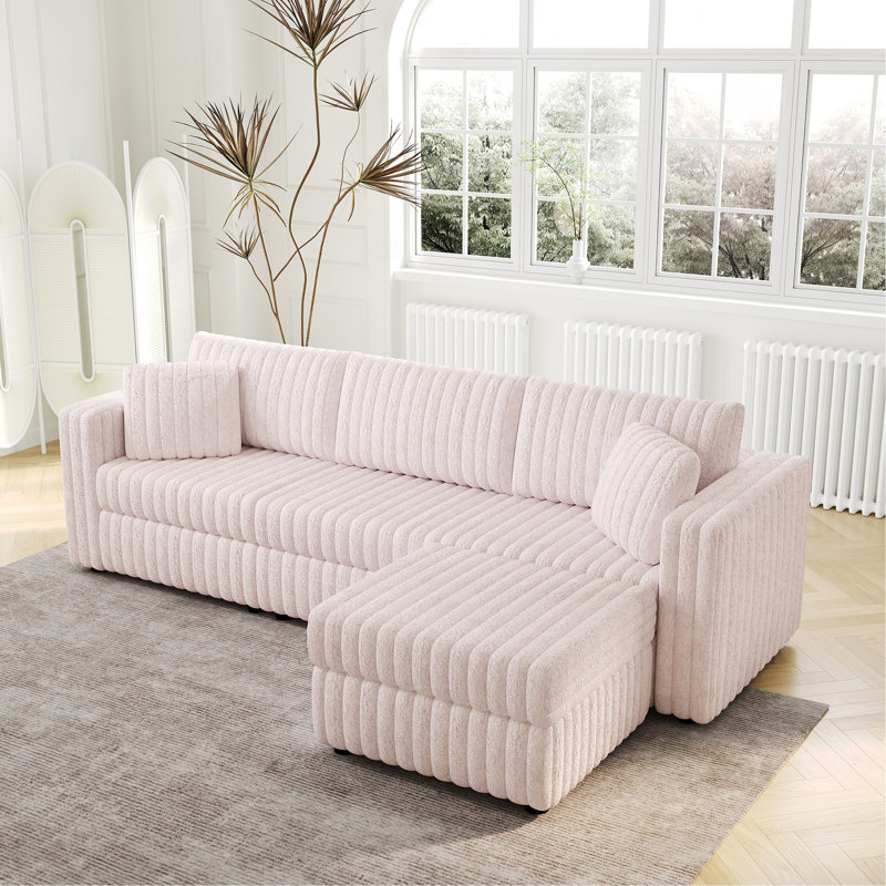 Canapé 106,3 po pour 3 personnes. Assorti au repose-pieds de 30,7 po avec relevage hydraulique. Confortable et élégant. Pour la chambre rose clair.