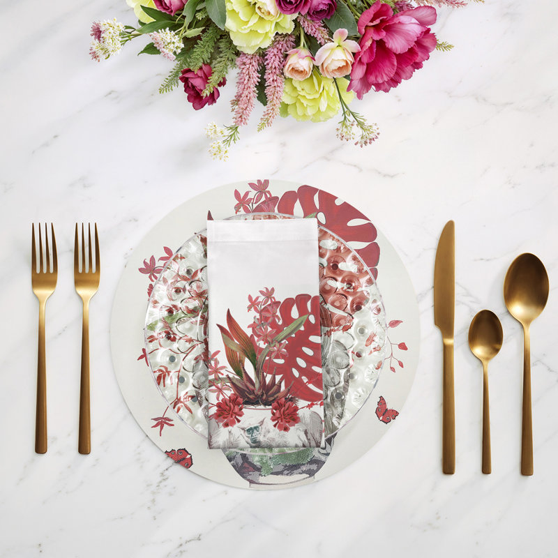 Monkey Large Jungle Cotton Sateen Dinner Napkins, Cherry