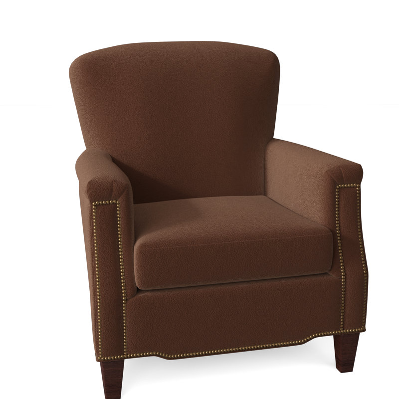 Vincent Armchair, Mahogany, French Natural, Empyrean Tweed Genuine Leather