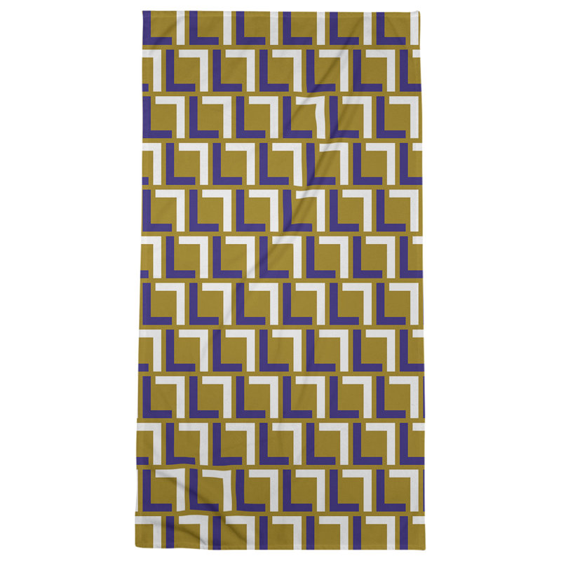 Bath Towel, Metallic Gold/Purple/White