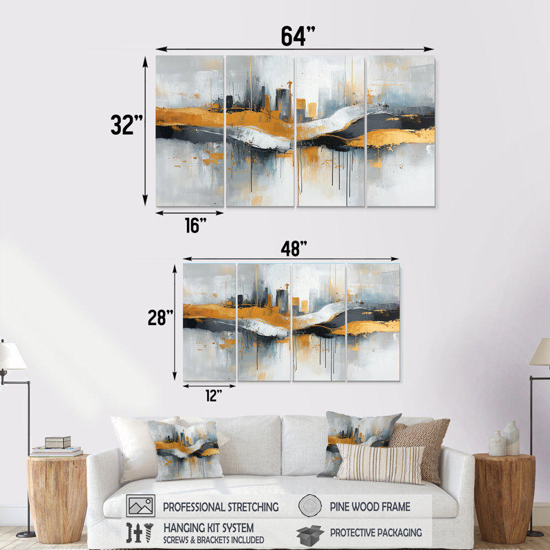 Garson - décoration murale paysage urbain - art mural industriel, H 28 po x l 48 po, 4