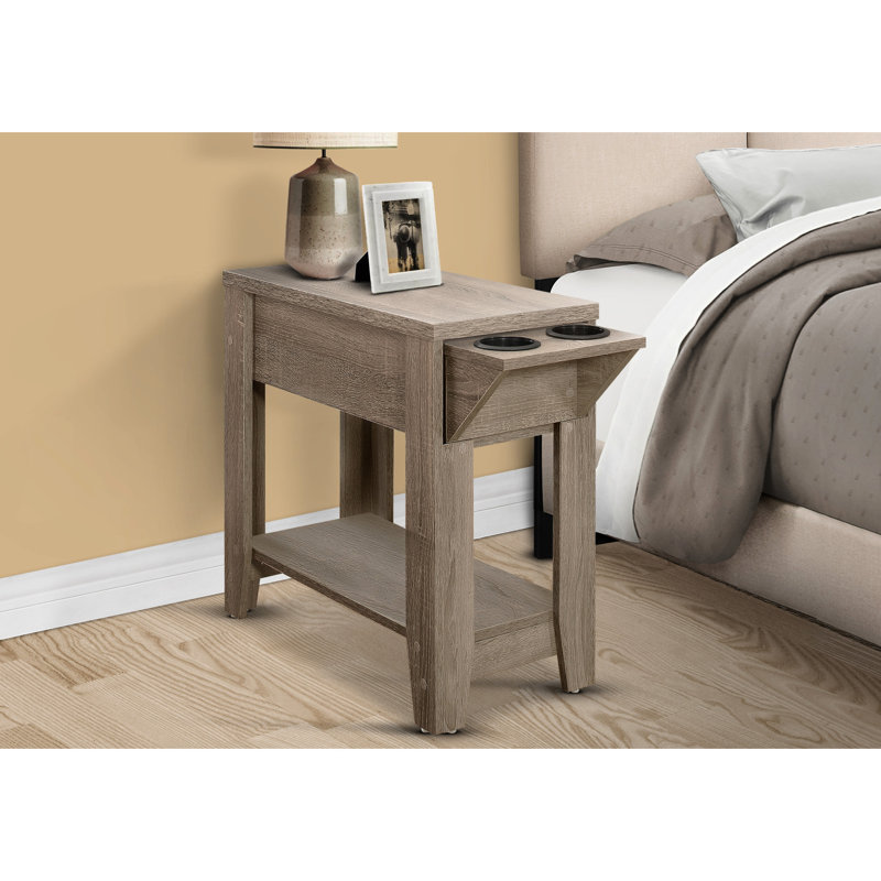 Table d'appoint en stratifié taupe foncé, idéale pour augmenter le rangement dans le salon et la chambre à coucher avec tiroir inférieur