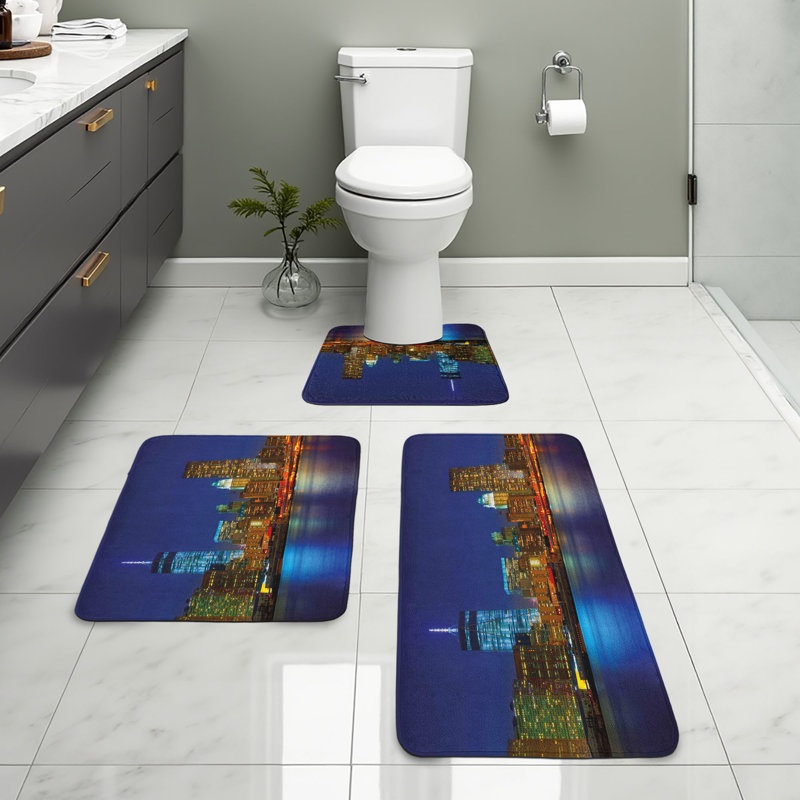  Multicolore ensemble de tapis en U et rectangulaires pour salle de bain Urban