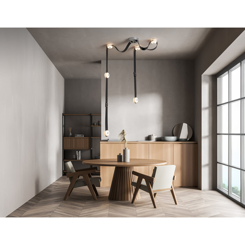 SNAPS 6 - Light LED Pendant by Andy Morter, Black, White Leather