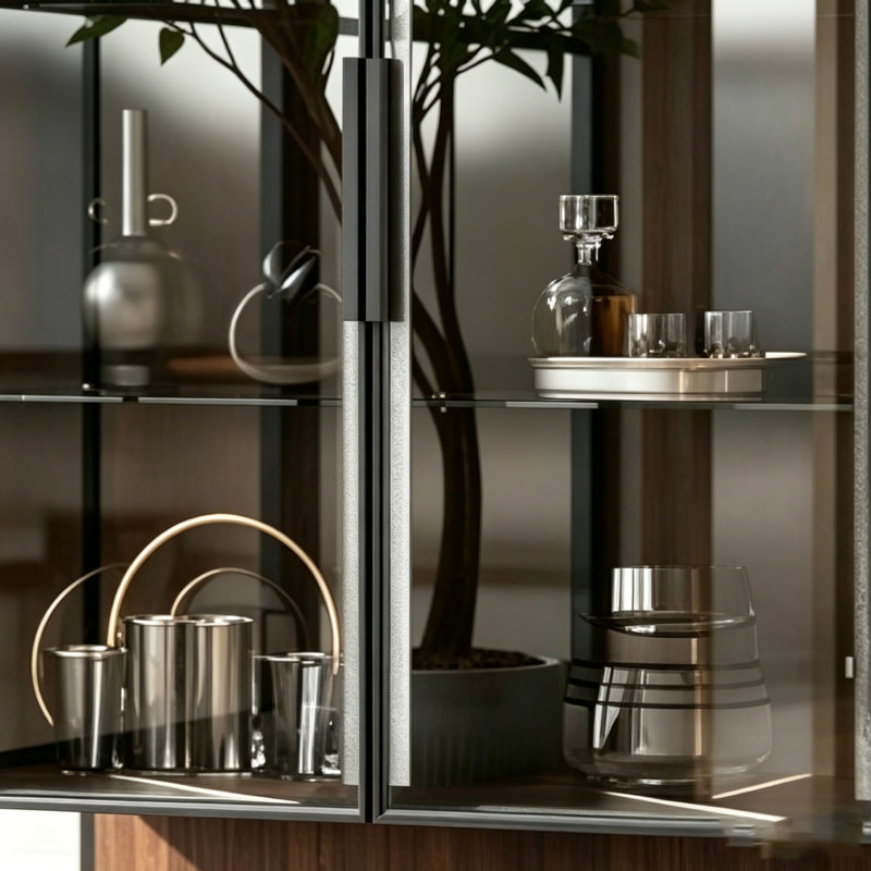 Grande vitrine de 51,2 pouces avec porte en verre trempé et éclairage DEL pour le salon