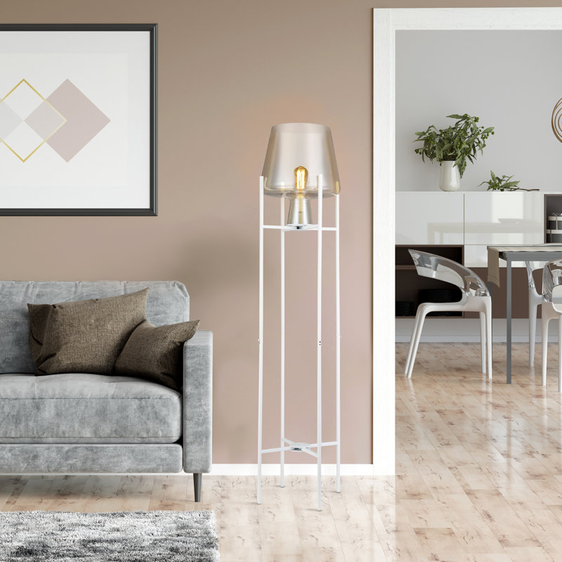 Lampe sur pied moderne 61 "H Nadia, Blanc, Champagne