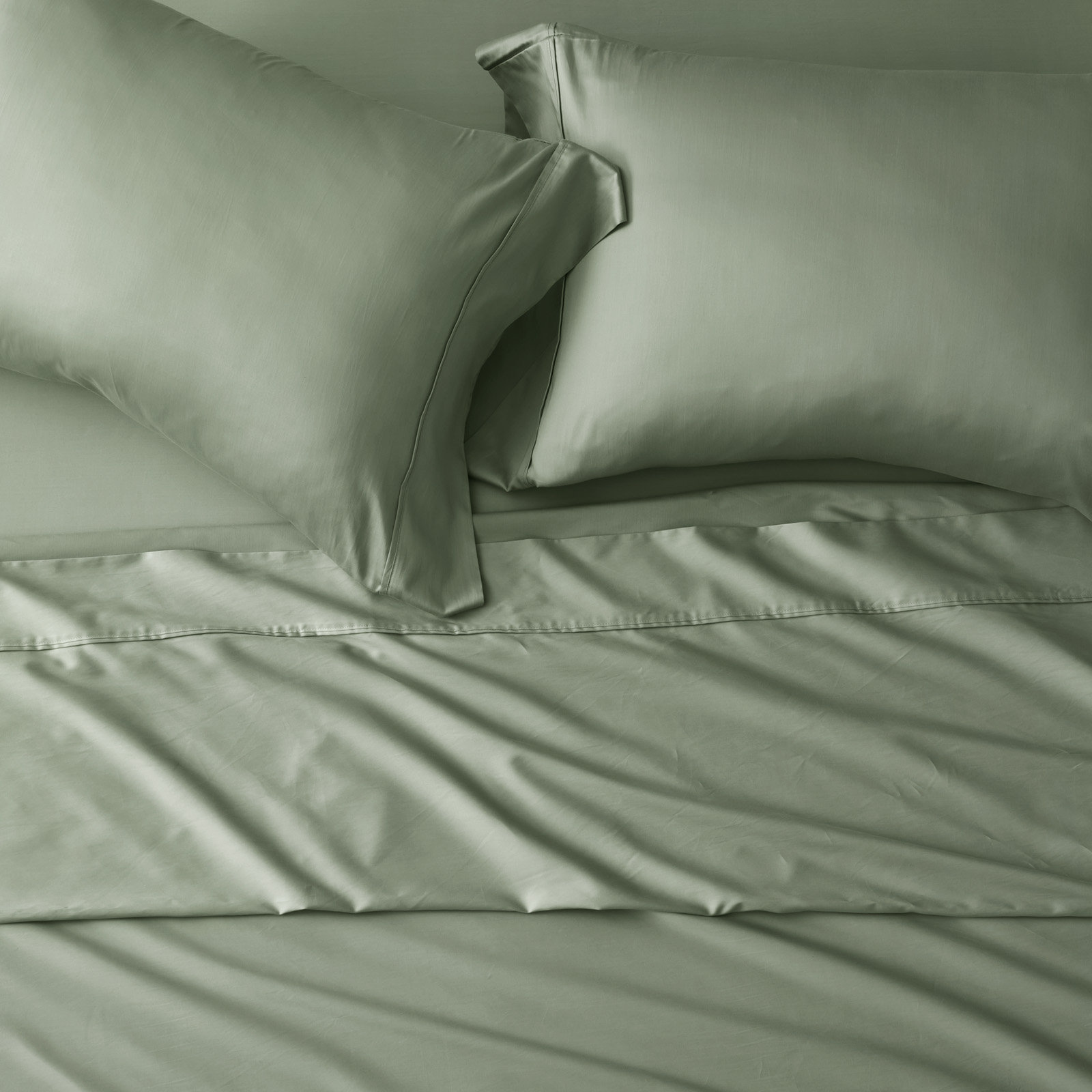 Cotton Tencel Sheet Set, King Sheet Set with 3 Additional Pieces, Sage Green