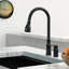 Robinet d'évier de cuisine simple noir mat avec poignée séparée, bec verseur rotatif flexible à 360 °, corps en laiton massif, modes de pulvérisation double pour laver la vaisselle et les pots de remplissage, finition facile, portée de 9 pouces