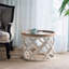 Grande table d'appoint 23 po blanche vieillie