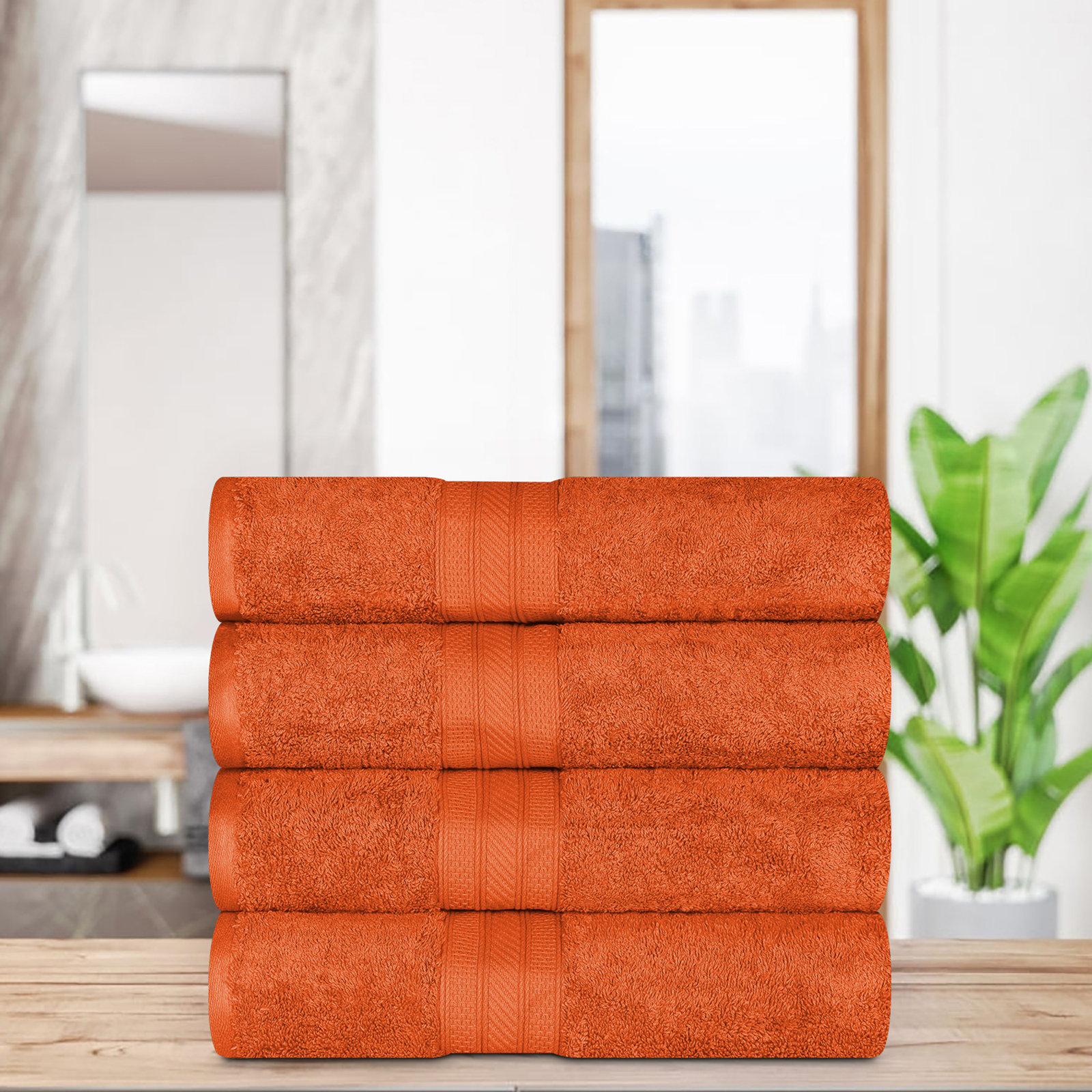 4-Piece Cotton Bath Towel Set, Sandstone
