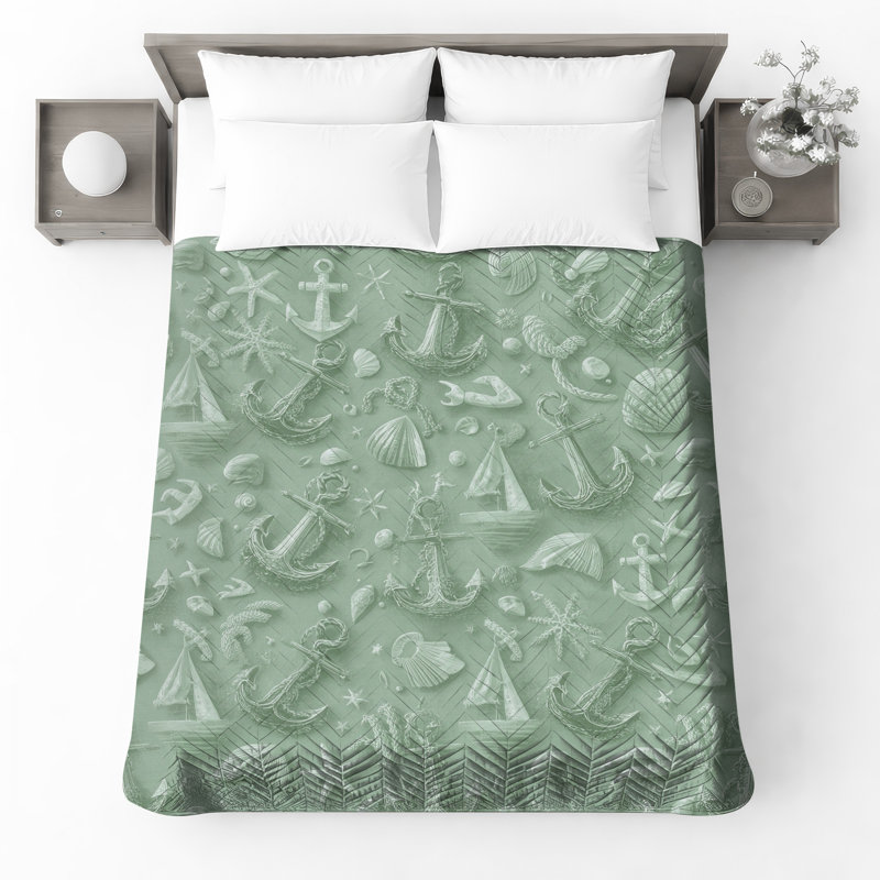Couvre-lit matelassé Anchors Shells, Lit simple