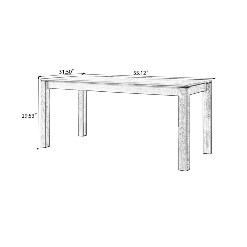 Nut-Brown Rectangular Solid Wood Dining Table, 29.53"H x 55.12"L x 31.5"W, Nut-Brown