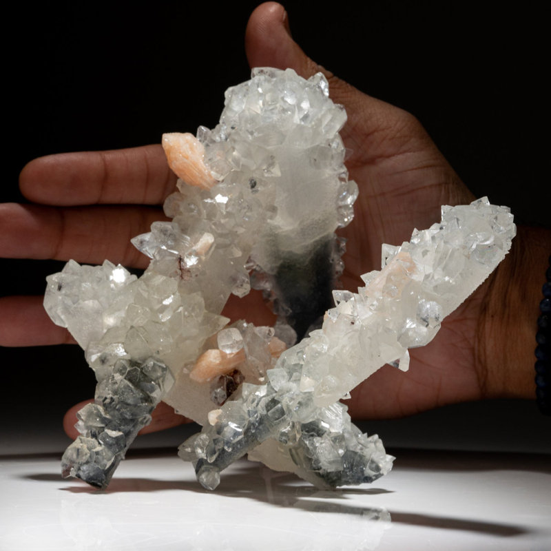 Green Apophyllite with Calcite and Stilbite on Matrix from Jalgaon, Maharashtra, India