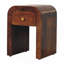Mini table de chevet châtaignier avec bords arrondis, 1 tiroir, brun