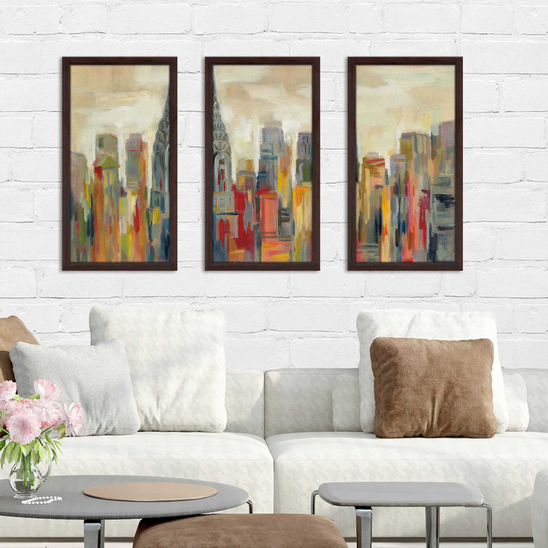 Manhattan the Chrysler Building - peinture de cadre photo 3 pièces, L 52,5 po x H 33,5 po x P 1 po