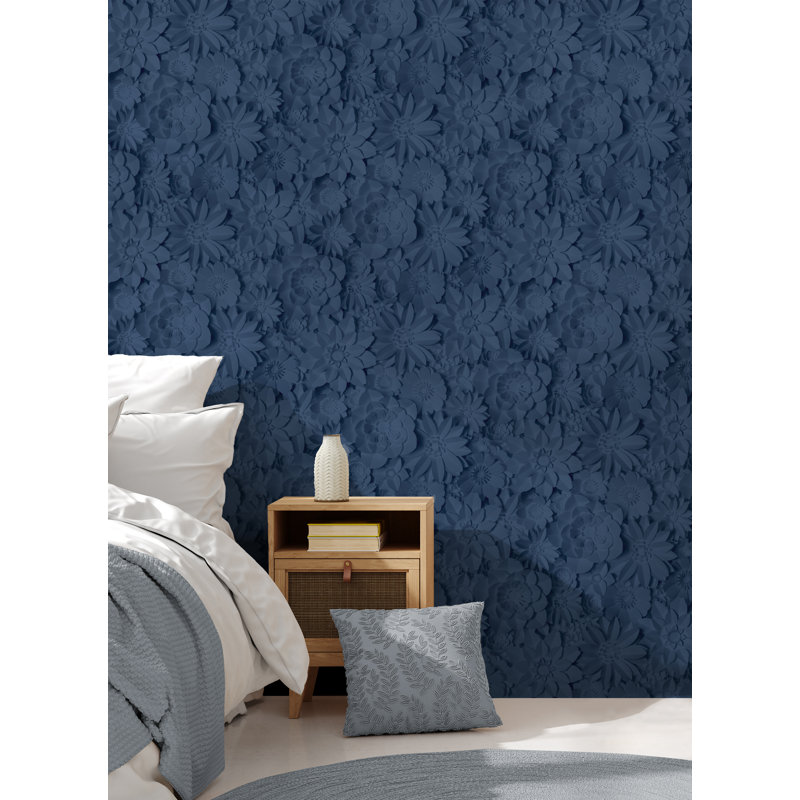Dimensions Floral Blue Wallpaper