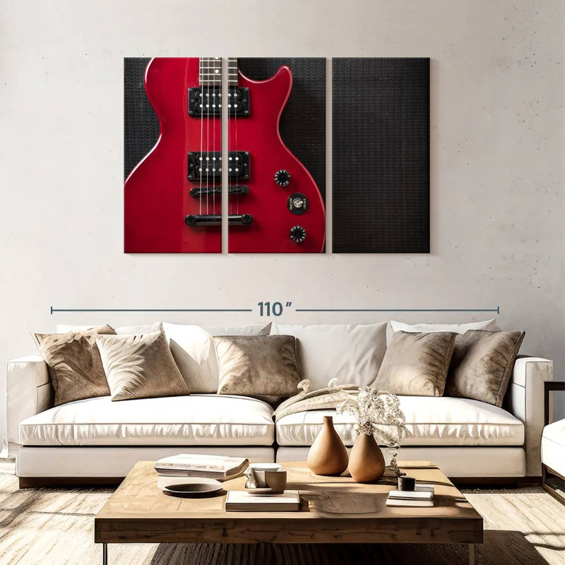 Guitare électrique Abarca Shiny Red, H 48 po x l 74 po