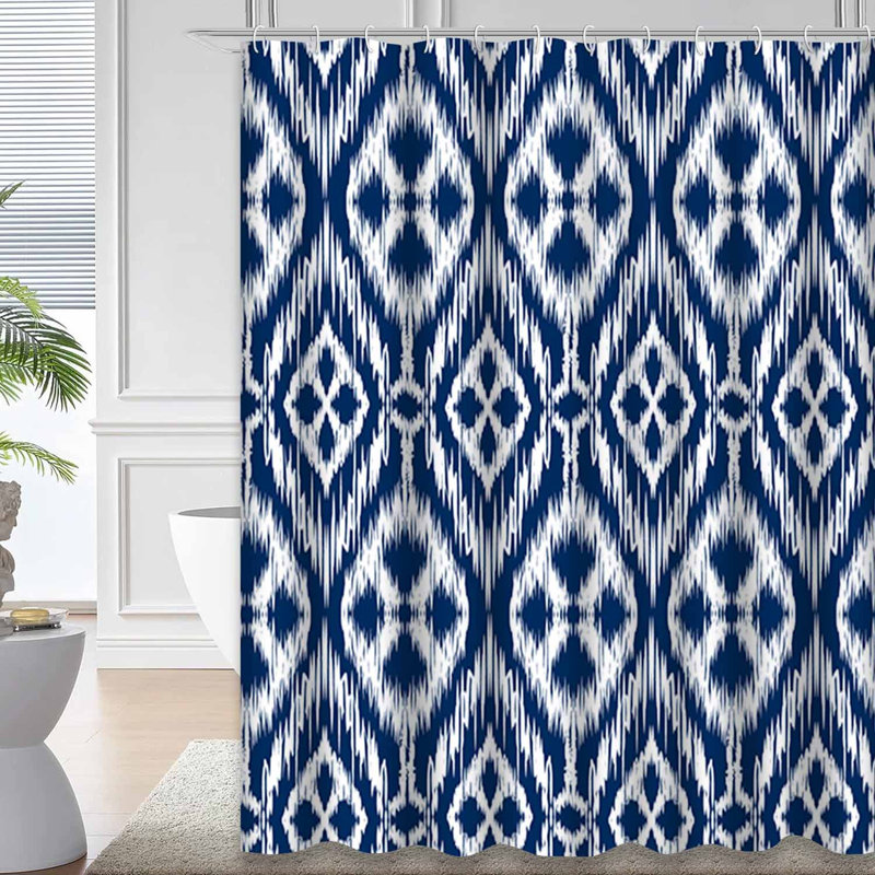 Rideau de douche abstrait abstrait abstrait ikat avec 12 crochets, L 72 po x l 84 po