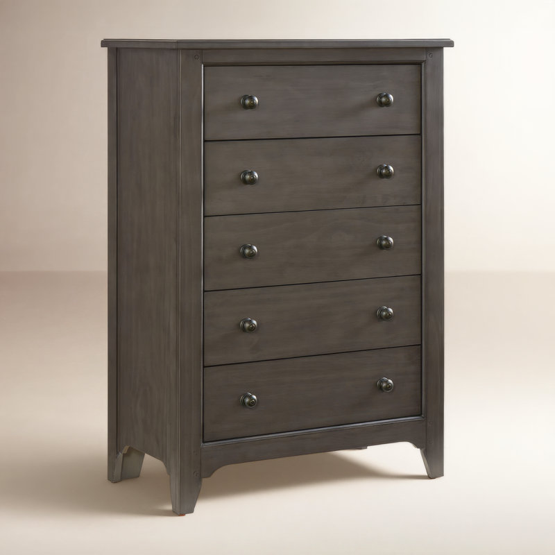 Commode 5 tiroirs Mabank, Gris crépuscule