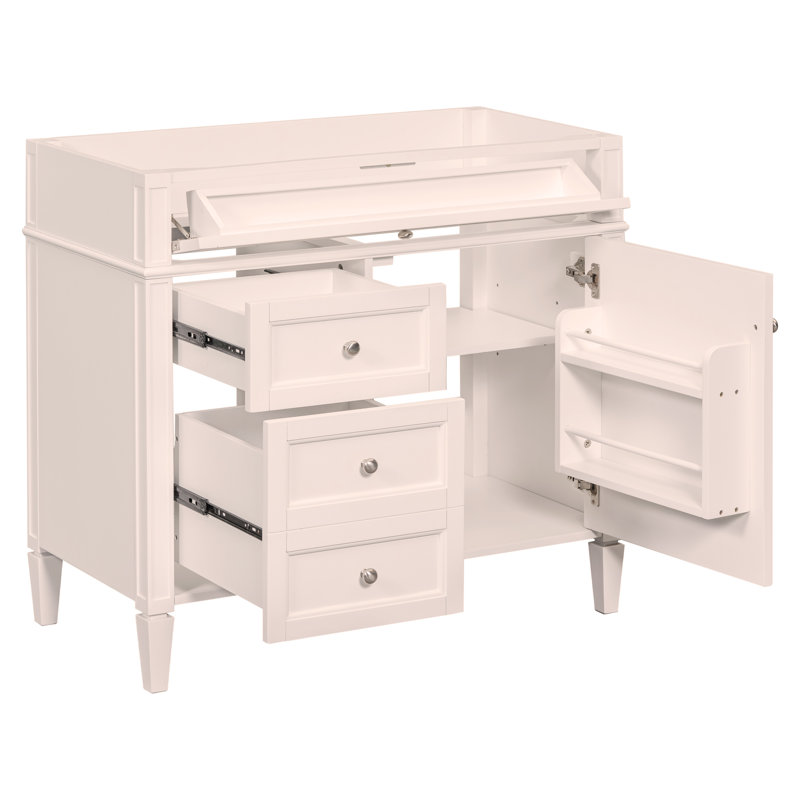 Meuble-lavabo de 36 po sans lavabo supérieur, armoire de rangement moderne avec 2 tiroirs et un tiroir rabattable, structure en bois massif