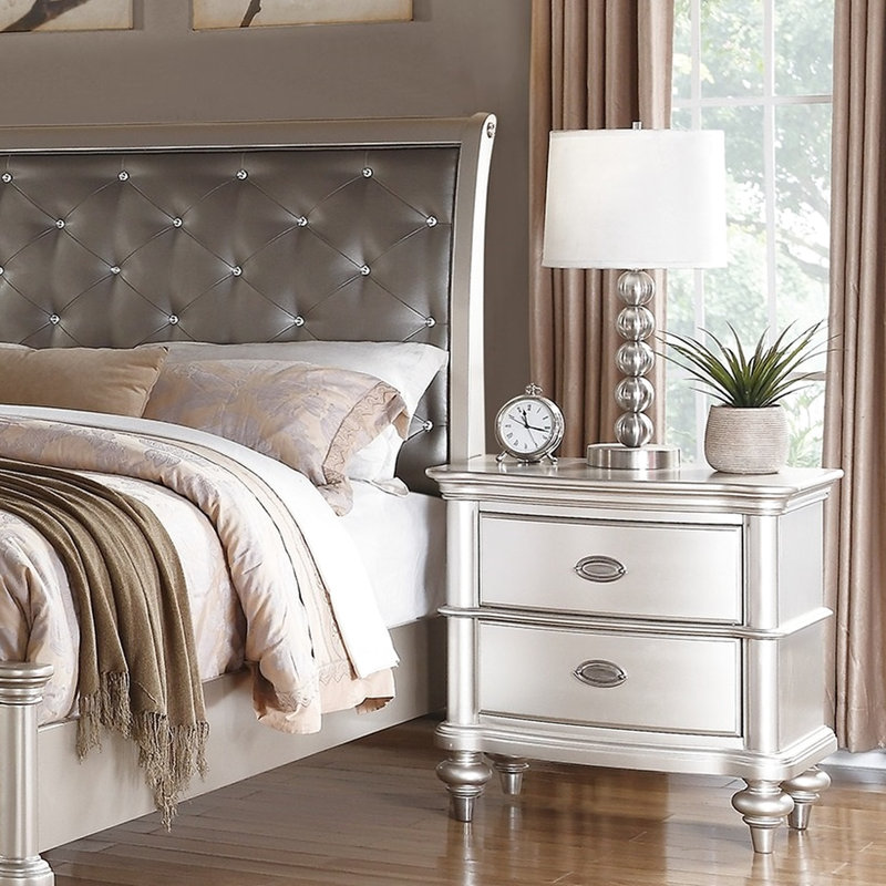 Table de chevet 2 chambres au design moderne classique gris / argent argent / gris pour l'organisation