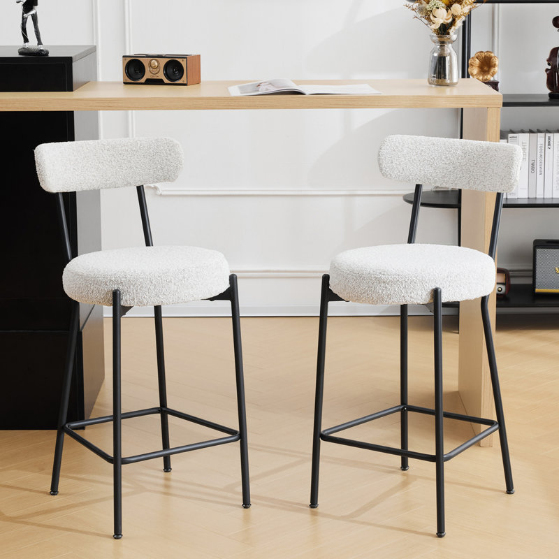 Quisto Upholstered Counter Stool with Metal Frame