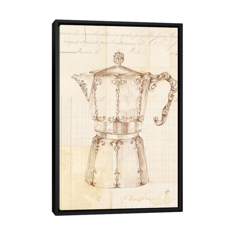 «Authentic Coffee III», impression sur toile, H 26 po x l 18 po x P 1,5 po, Toile avec cadre noir, Pas de tapis