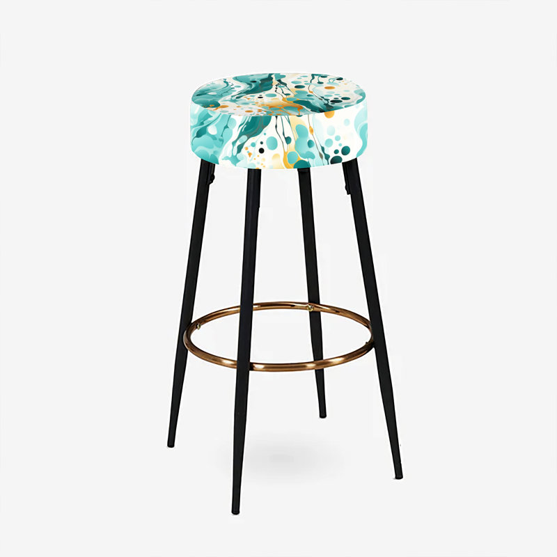 Emerald and Cream Ink Splash - Ensemble de 2 tabourets de bar abstraits