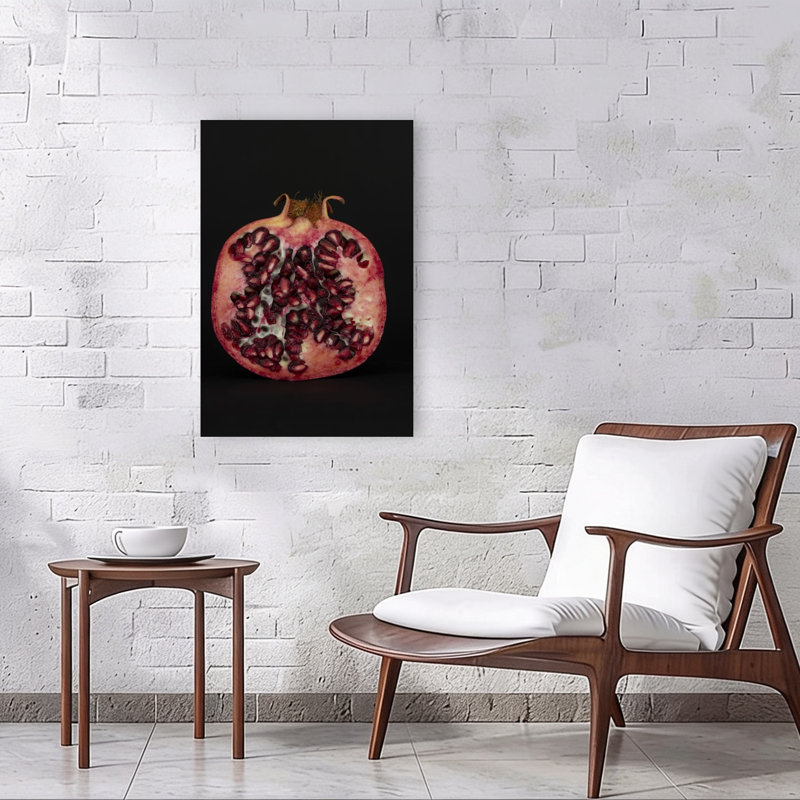 Ruby Red Pomegranate Organic Vibrant Contemporary Fruit Wall Art Print 1 Piece Wrapped Canvas Wall Art, 91.44cm H x 60.96cm W