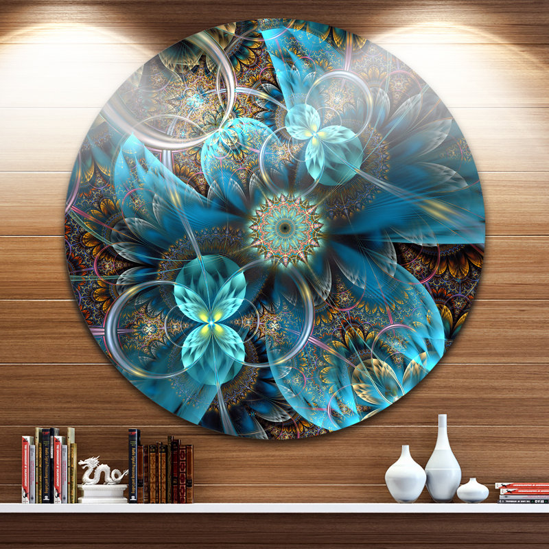 «Fractal Blue Flowers», reproduction d'art sur toile, H 36 po x l 36 po x P 1 po, Métal
