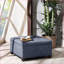 Repose-pieds avec rangement à fermeture en douceur et tissu capitonné bleu marine Pieds en bois massif | Bois | Noir-1079123910