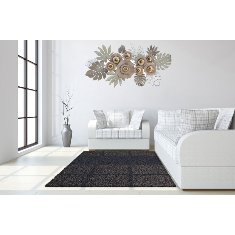 Décoration murale feuille florale en métal - 28 po x 53 po